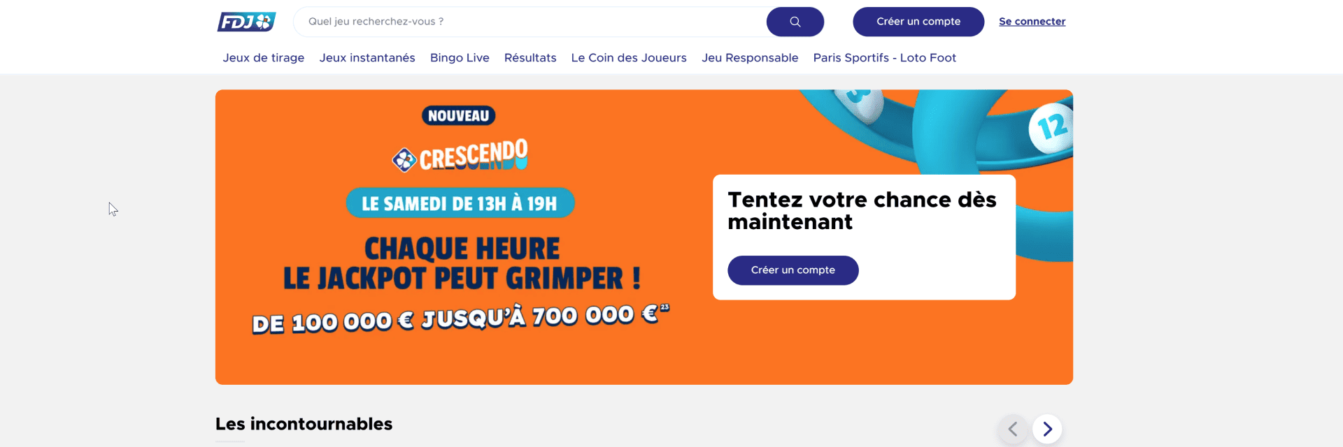 Screenshot of the FDJ website