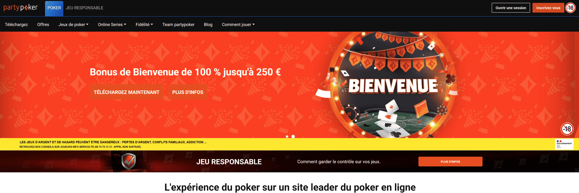 Screenshot of the PartyPoker website